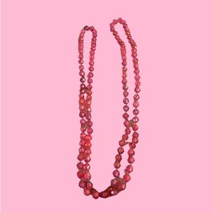 Vintage Opera Length Necklace w/ Pink Shimmering Beads